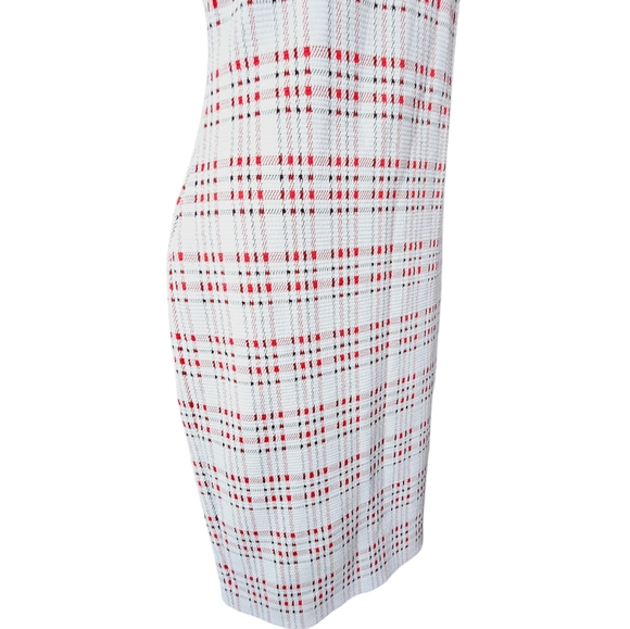 Boss by Hugo Boss Decka Dress Size 6 Plaid Sheath Round Neck Short Sleeve NWT - Picture 2 of 12